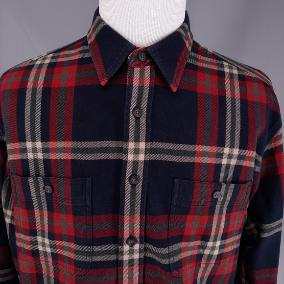 Eddie Bauer Heavy Flannel Plaid Shacket Men's Size Large Button Up Long Sleeve - Picture 2 of 10